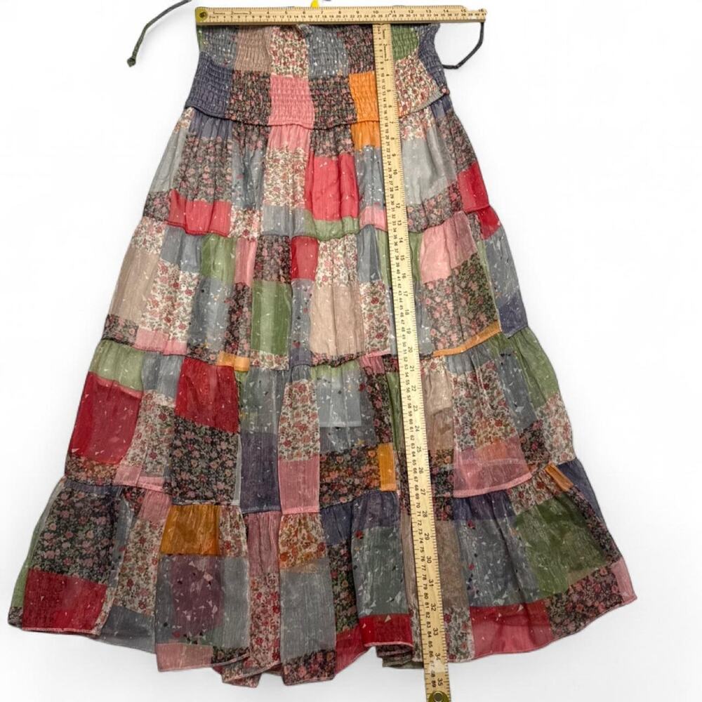 Patchwork Halter Neck midi dress floral and solid fabric panels in colors size M - Picture 4 of 6